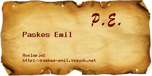 Paskes Emil névjegykártya